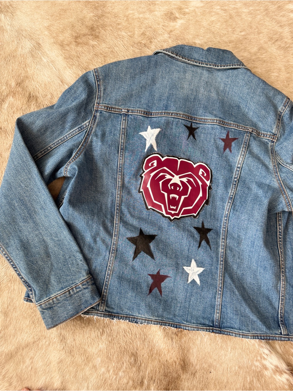 Missouri state university MSU Jacket with Burgundy Rose Patch Star Appliqués